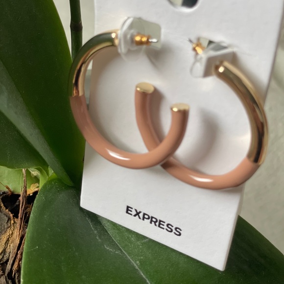 Stunning Enamel Gold Tube Hoop Earrings - Express - Picture 2 of 6